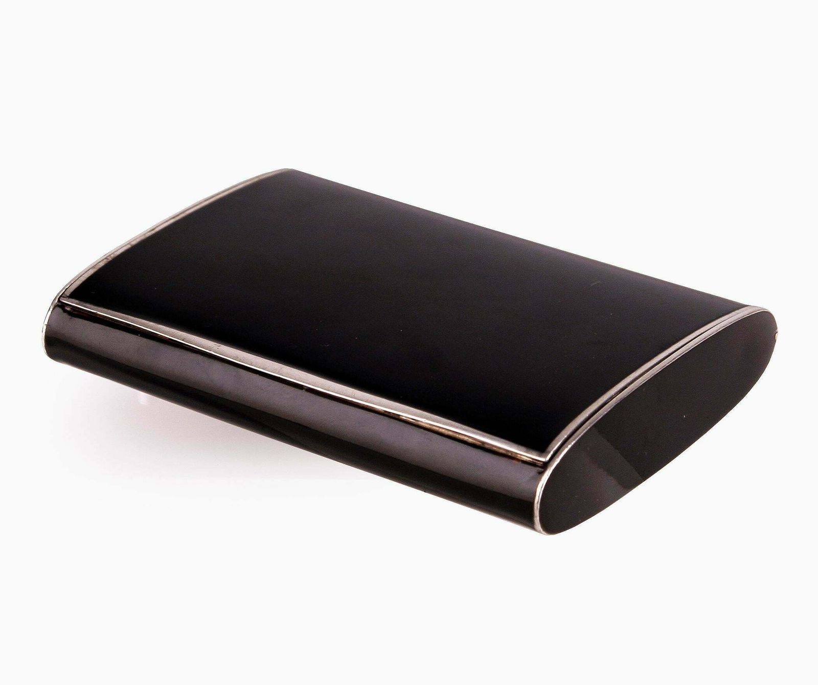 Early 20th Century Art Déco French Polished Black Lacquer And Silver Plated Cigarrette Box/Case photo Home Decor