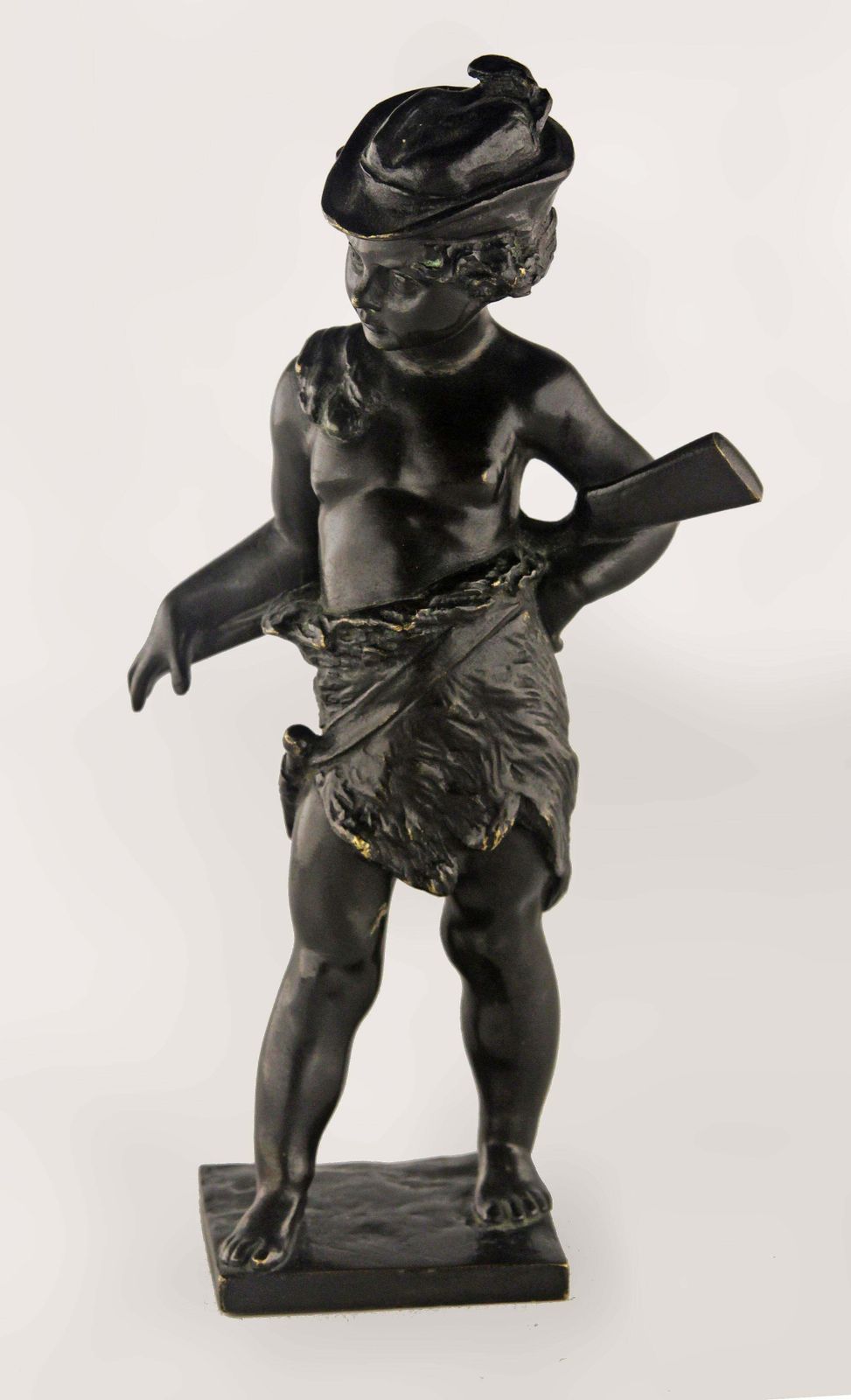 Late 19th Century Romantic French Black Patina Bronze Sculpture Of A Hunter Boy With Riffle photo furniture