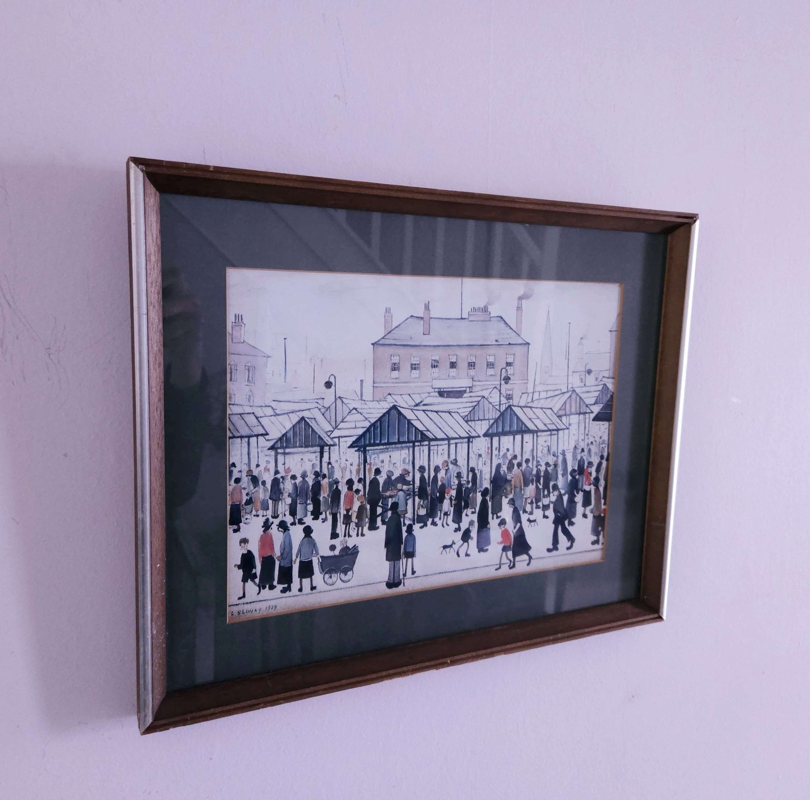 Framed L S Lowry Print Of Market Scene Northern Town 1939 photo furniture