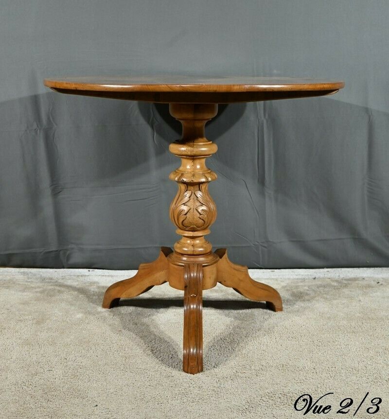 photo vinterior Cherry Wood Pedestal Table, Louis Philippe Period – 2nd Part 19th Century