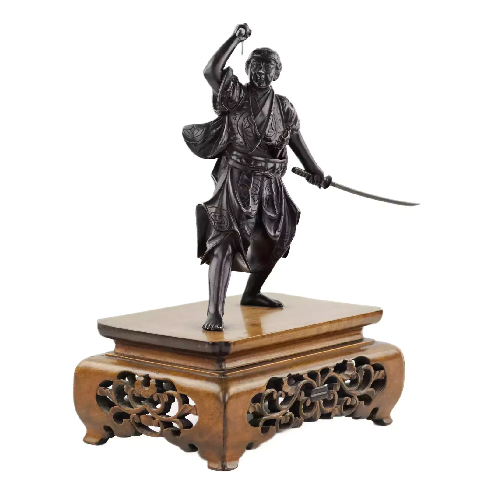 Japanese Bronze Sculpture Of A Samurai Warrior. Japan. Meiji. The Turn Of The 19th 20th Century photo Art