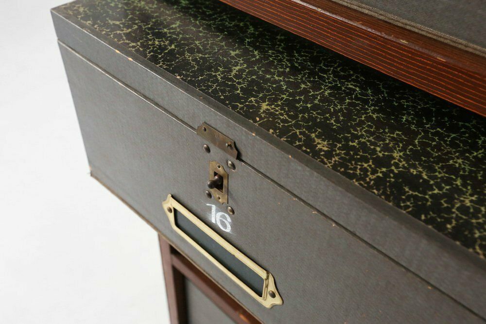 Industrial Filing Cabinet In Wood, Belgium, 1920s photo vintage
