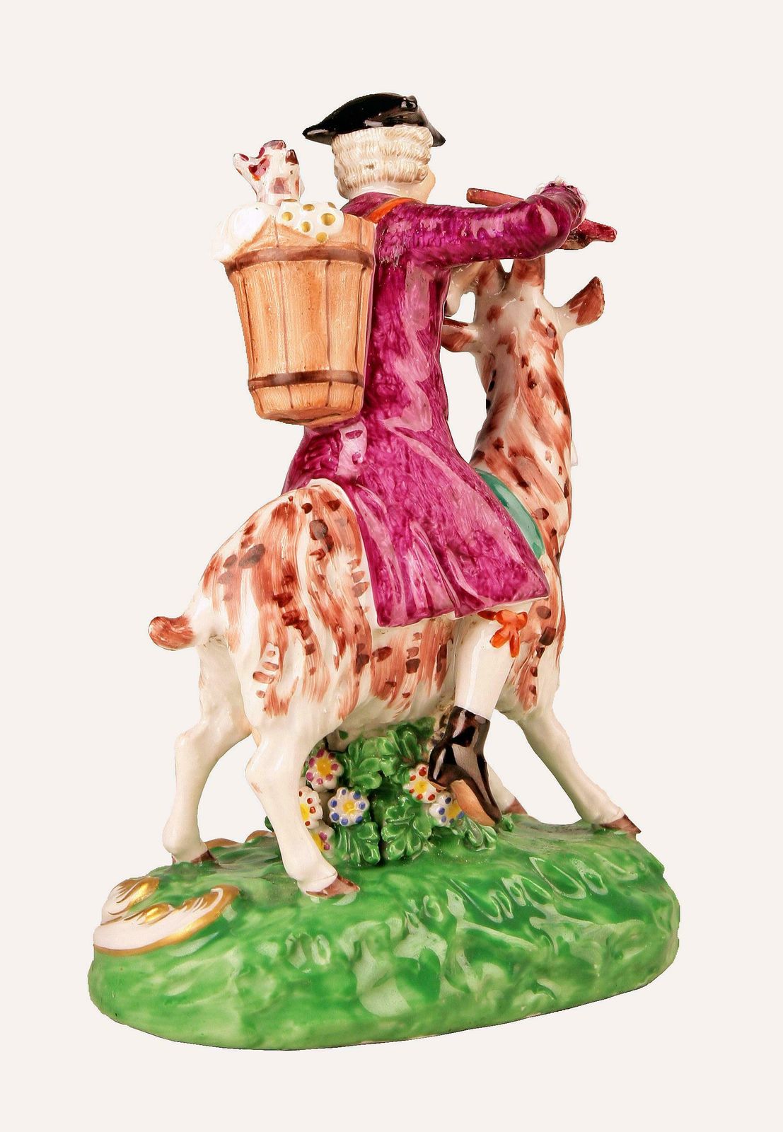 18th Century Baroque/Rococo English Glazed Painted Porcelain Of A Goat Riding Tailor By Chelsea Pottery photo Home Decor