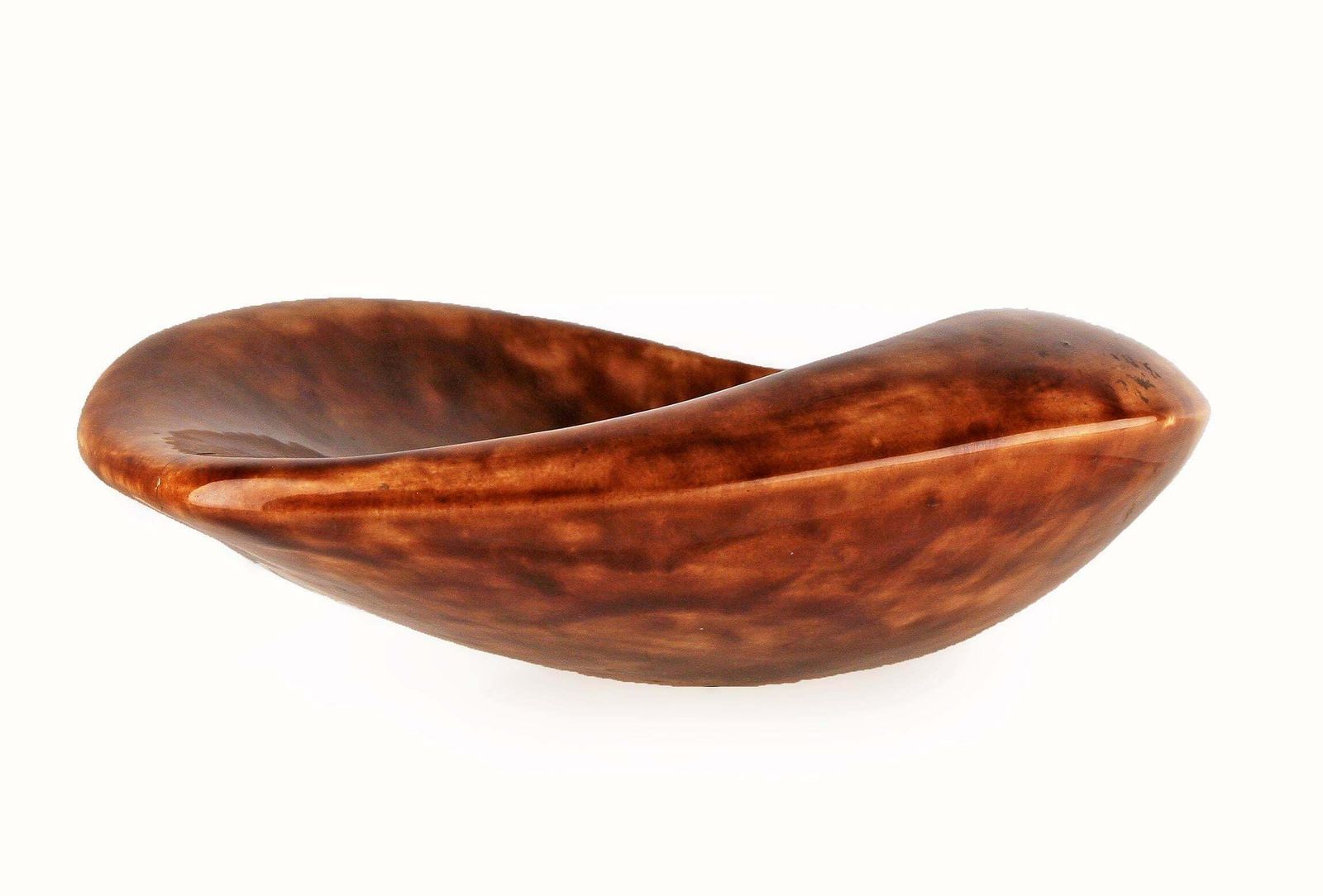 Mid 20 Century Modern Glazed Ceramic Sinuous Organic Design Bowl By French Luxury Brand Hermès Paris photo furniture