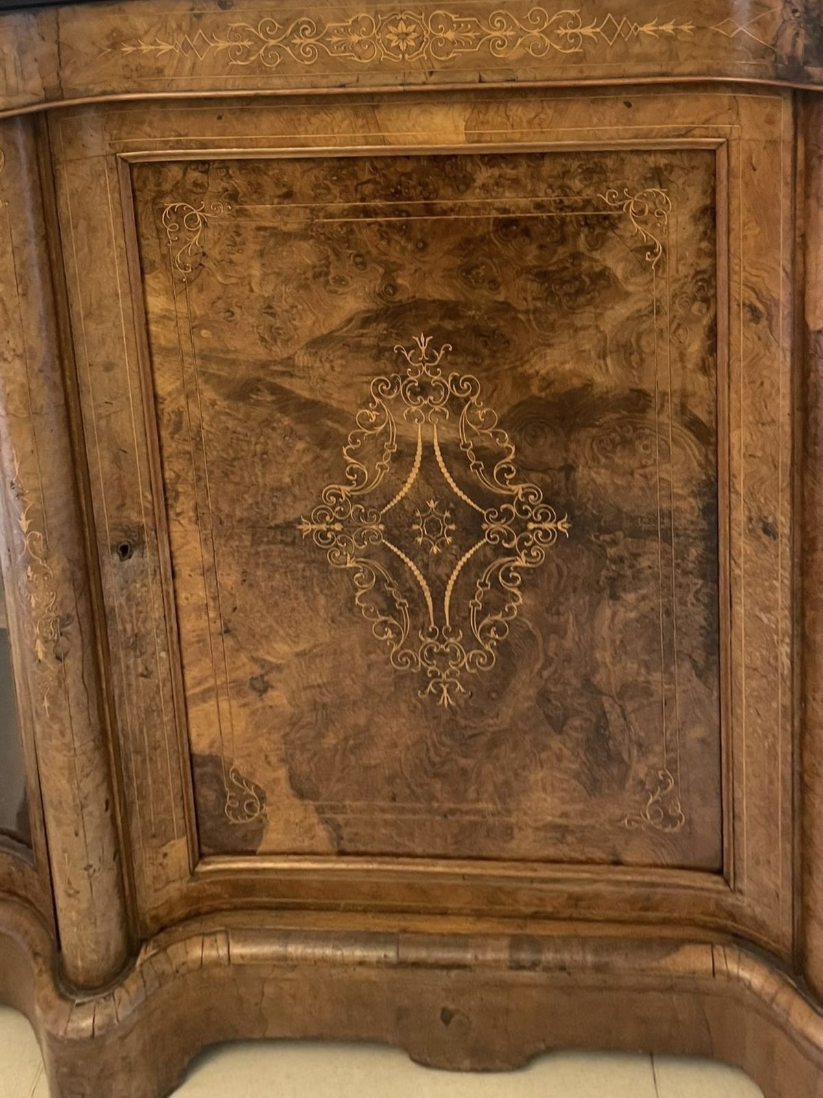 photo for sale Superb Quality Antique 19th Century Burr Walnut Inlaid Credenza