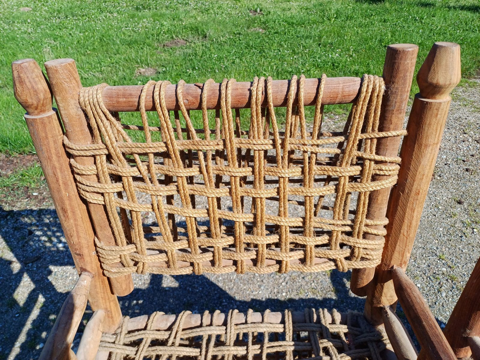 photo vinterior Pair Of Audoux Minet Style Wood And Rope Armchairs