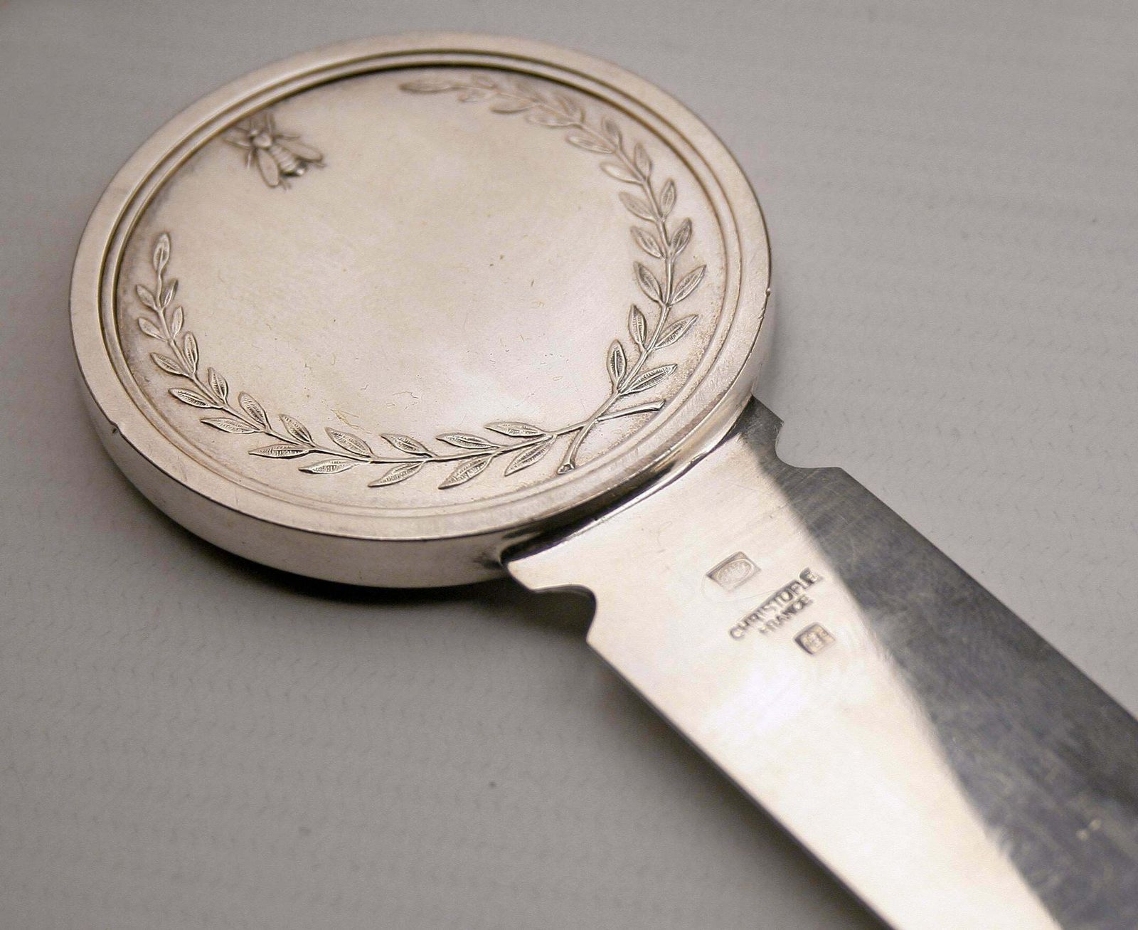 photo for sale Late 20th Century/Circa 1970 Silvered Napoleon Empereur Letter Opener By Christofle