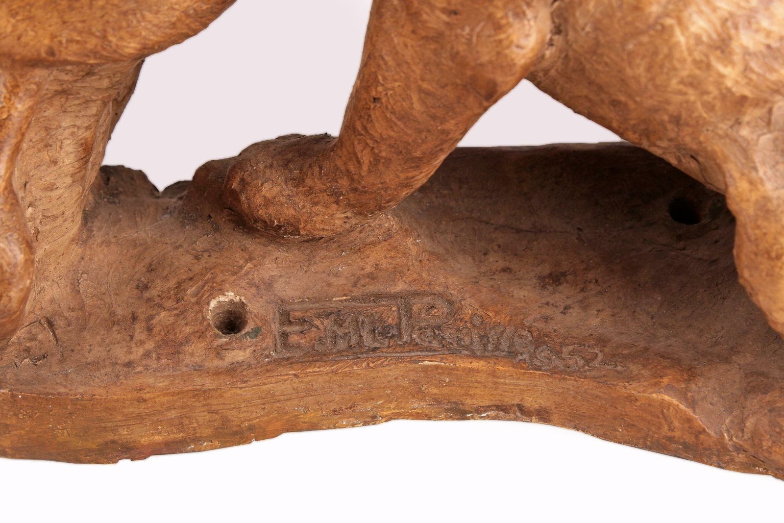 Early 20th Century French Art Déco Terracota Sculpture Of A Couple Of Felines/Panthers Fighting photo vinterior