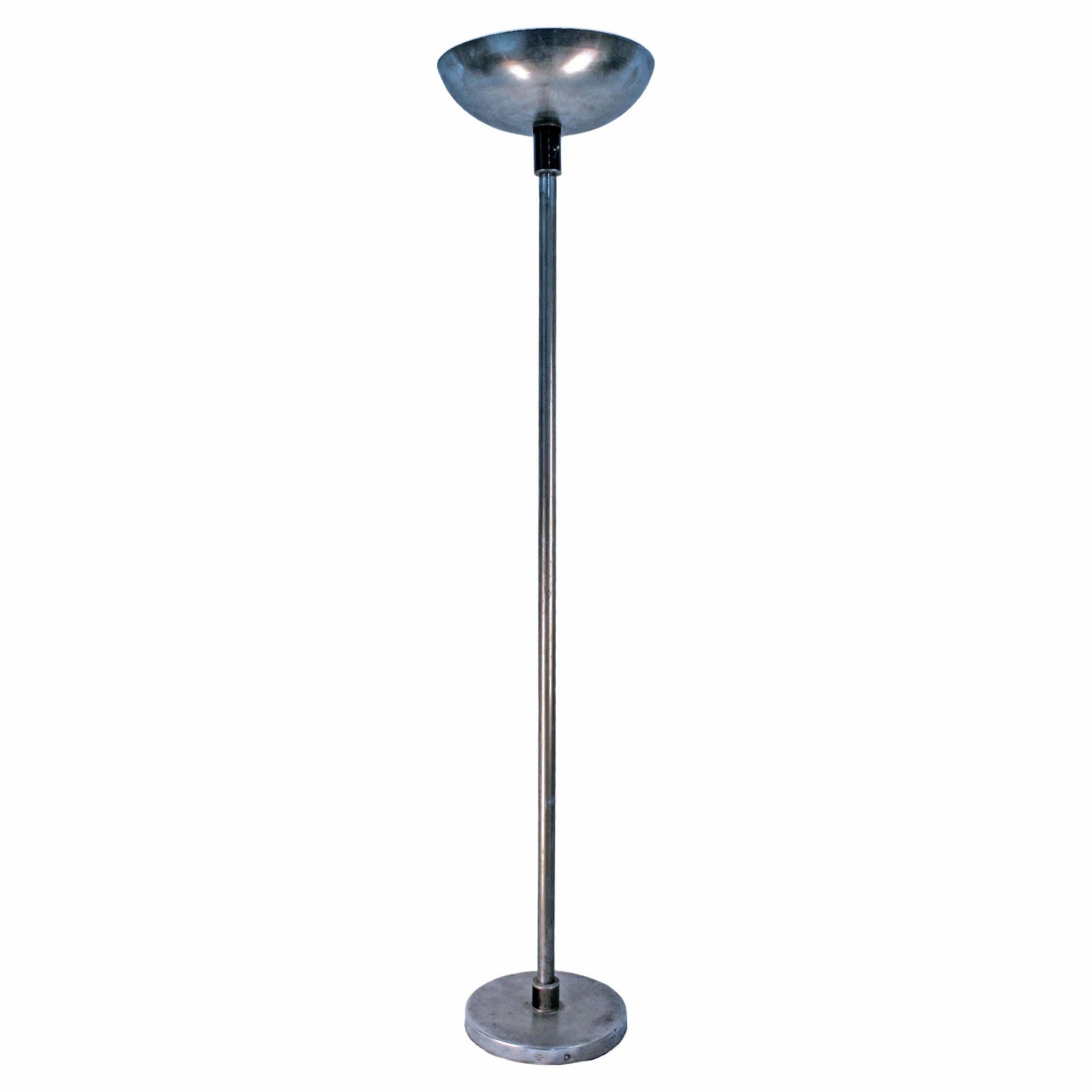 Early 20th Century Art Déco French Design Polished Nickel Plated Chrome Floor Lamp By La Maison Desny