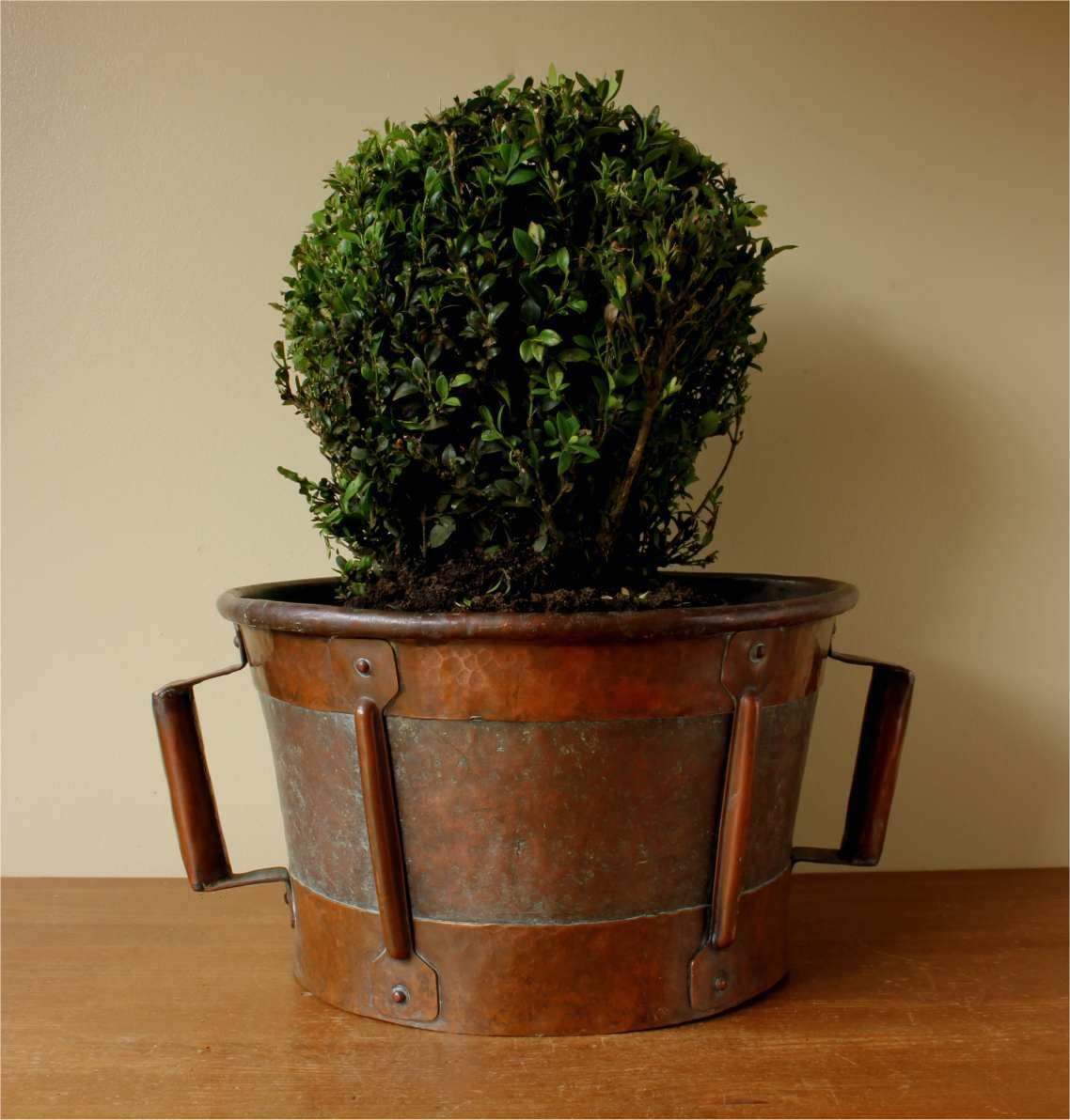 French Copper Ferrat Grain Measure. 19th Century Metal Planter. Log Bin. photo furniture