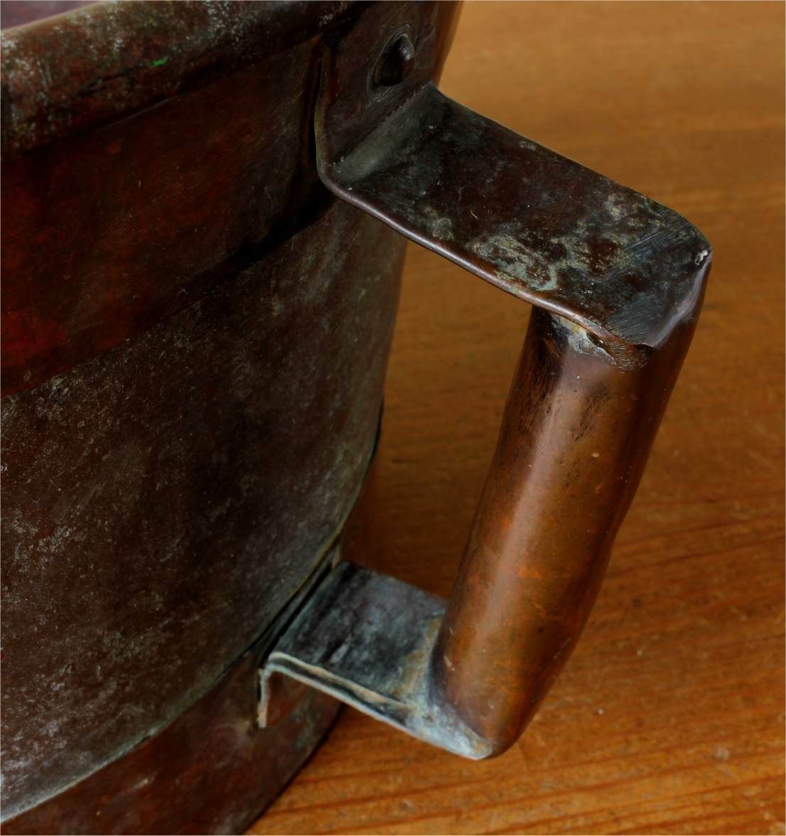 French Copper Ferrat Grain Measure. 19th Century Metal Planter. Log Bin. photo 435.0