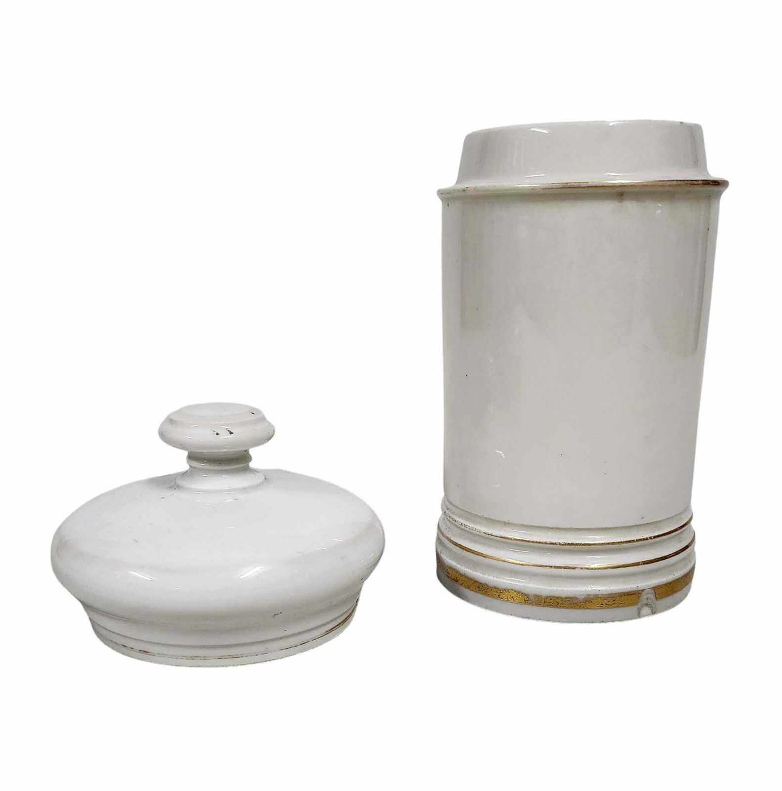 Mid 19th Century French Glazed Porcelain Apothecary/Pharmaceutical Jar With Lid  'Sapo Anim:' photo Home Decor