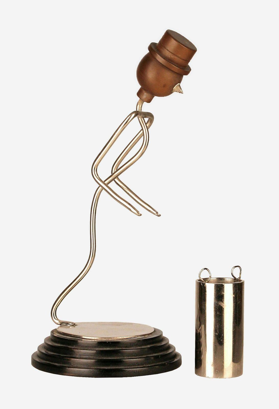 Art Déco American Metal Wire And Wood Bellboy/Bellhop/Stick Figure Toothpick And Match Holder photo Home Decor