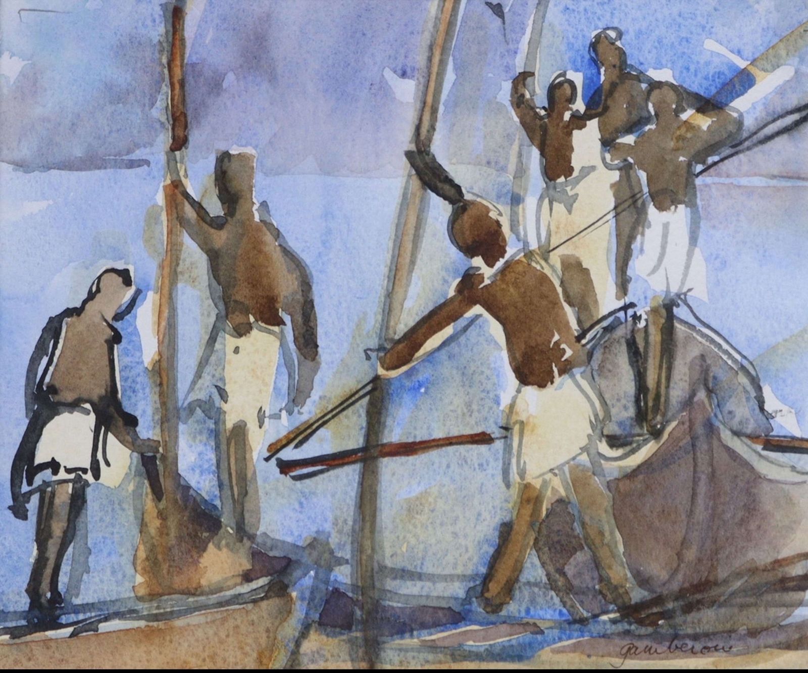 Victoria Gameroni 'Mussel Men' Watercolour photo furniture