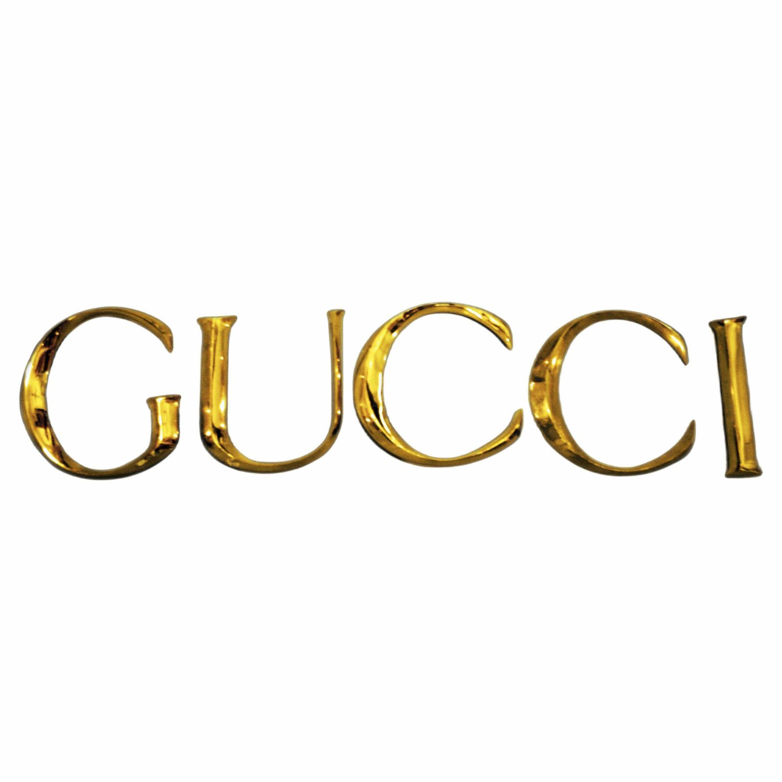 Late 20th Century Decorative Wall Ornament Gucci Letters Made In Golden Brass From One Of Their Retail Store