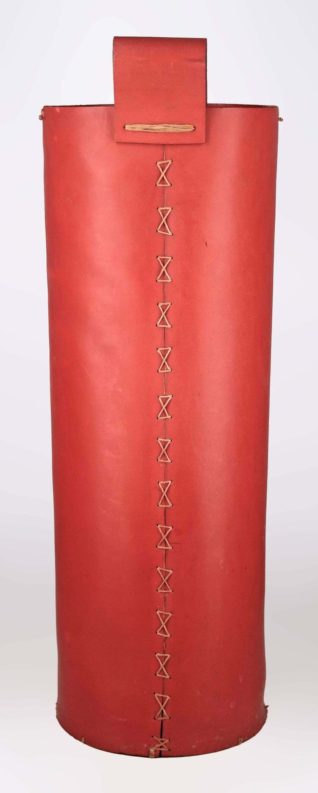 Mid 20th Century Modern French Red Leather Cylindrical Umbrella Stand By Hermès Paris photo Home Decor