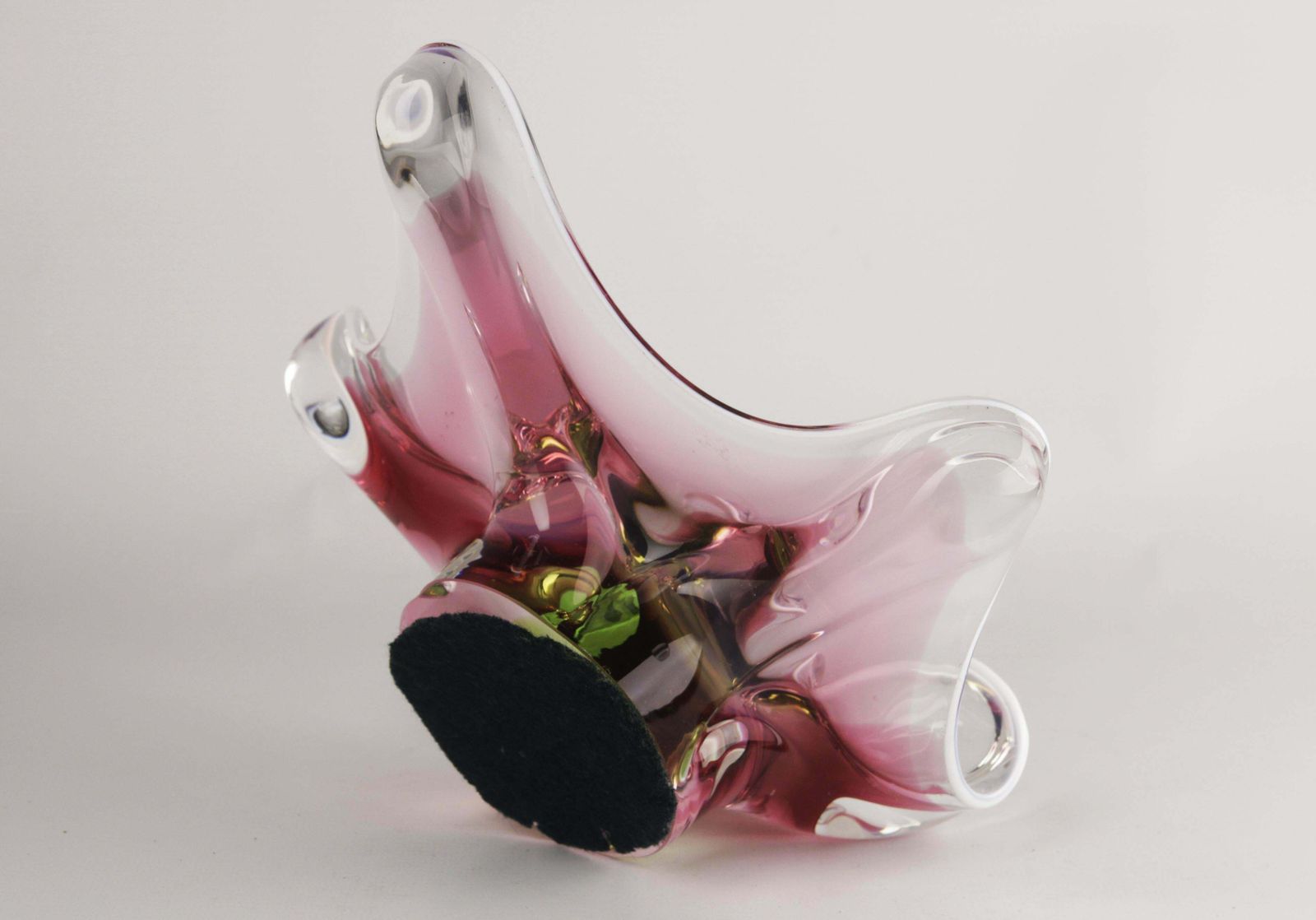 Mid 20th Century Modern Czech Art Glass Decorative Bowl By Josef Hospodka For Chribska Glassworks photo 725.0
