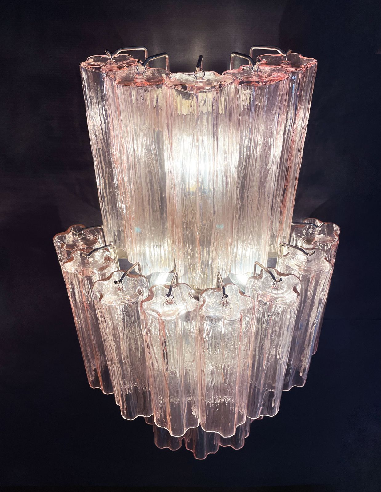 Fantastic Pair Of Murano Glass Tube Wall Sconces   18 Pink Glass Tube photo 880.0