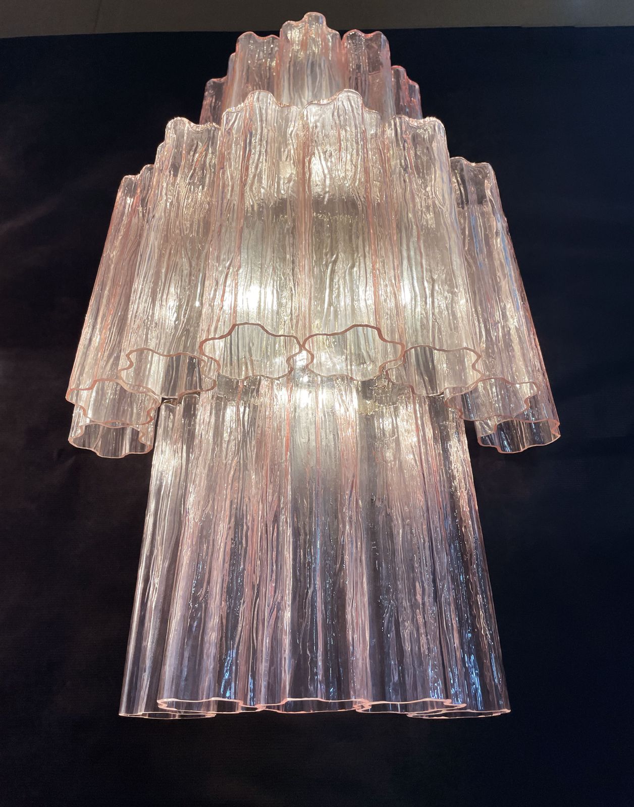 photo vintage Fantastic Pair Of Murano Glass Tube Wall Sconces   18 Pink Glass Tube