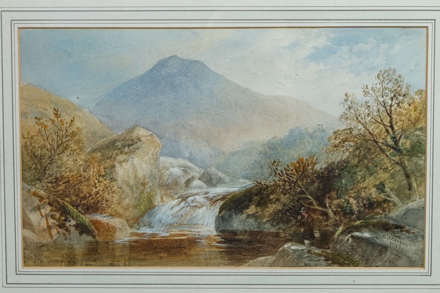 Small  Welsh Conwy Victorian Landscape River Watercolour Painting Picture By Cornelius Pearson (Circa 1877) photo buy