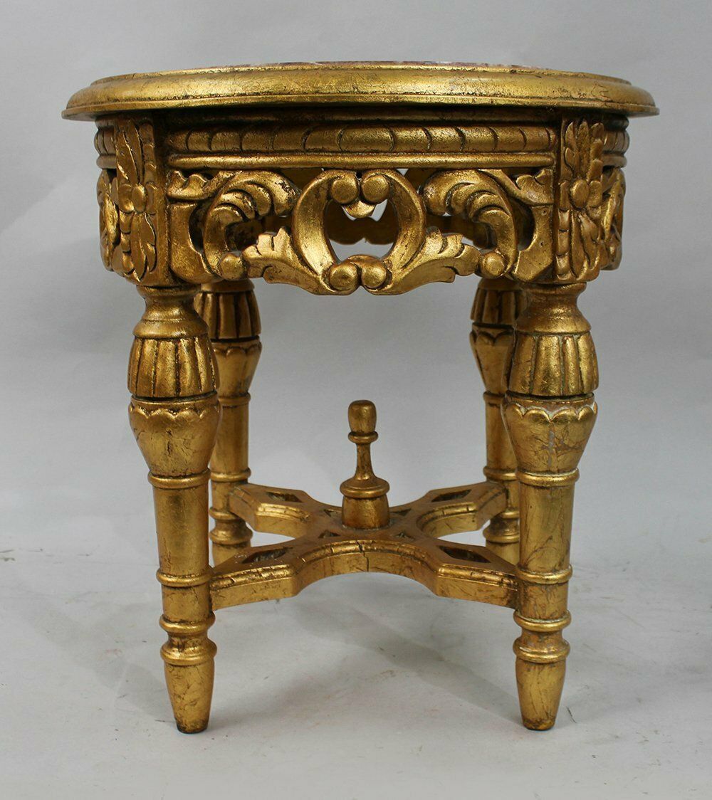 Louis XV Style Giltwood Rouge Marble Lamp Table photo furniture