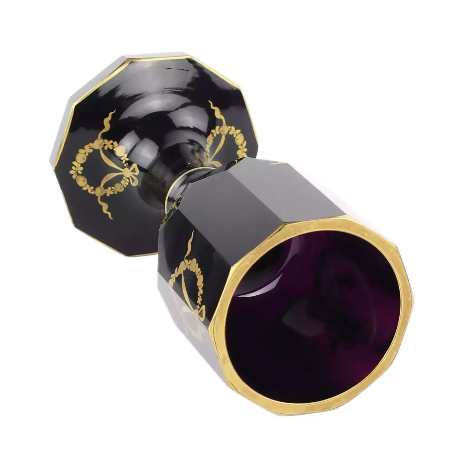 Decagonal Violet Crystal Glass With Gold Decoration. St. Petersburg, 1810. photo vinterior
