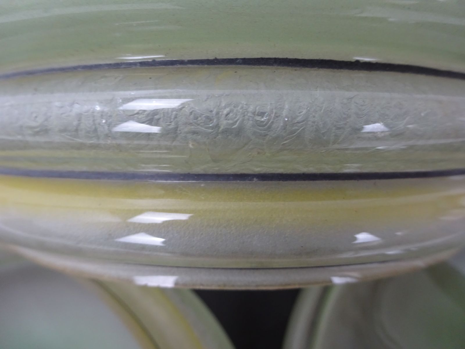 Set Of Three Green Art Deco Pendant Light Shades photo vinterior