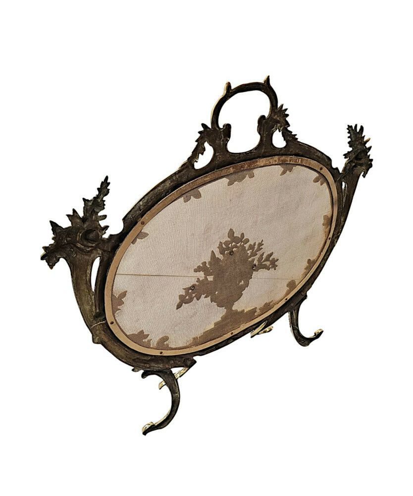 A Very Fine 19th Century Fully Restored Brass Fire Screen photo furniture