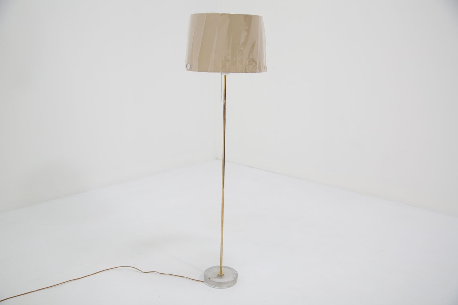 Mid Century Brass And Glass Floor Lamp, Flb, Sweden, 1960s. photo for sale
