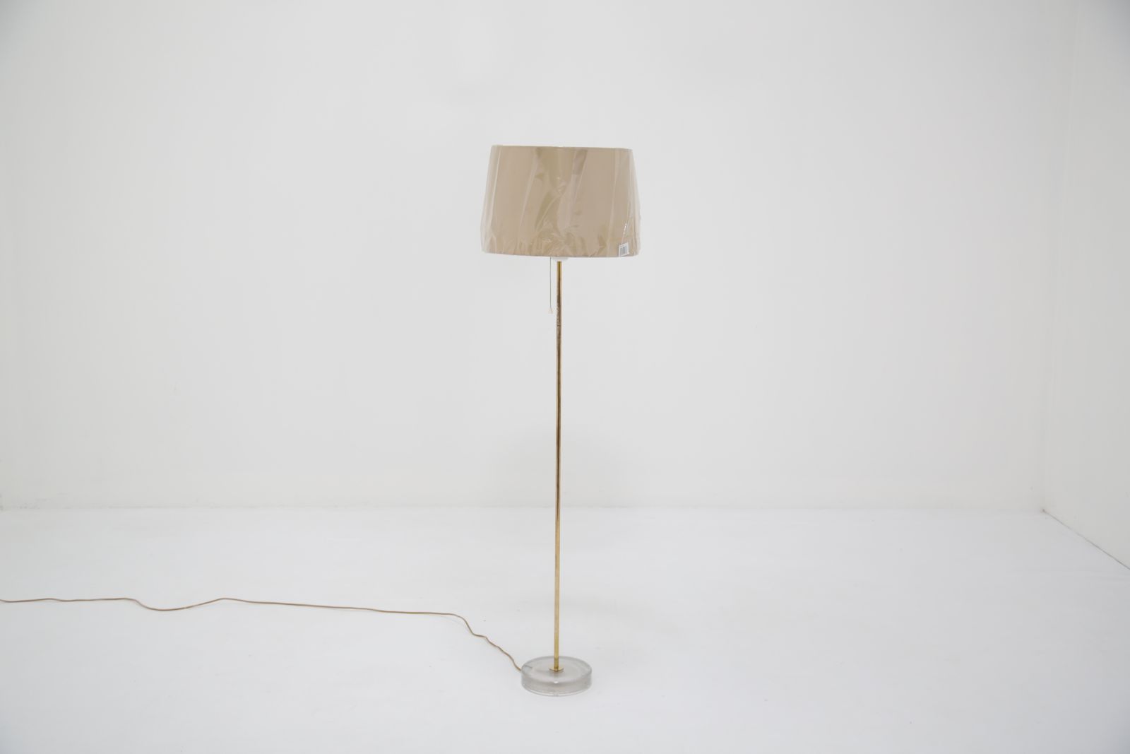 photo for sale Mid Century Brass And Glass Floor Lamp, Flb, Sweden, 1960s.