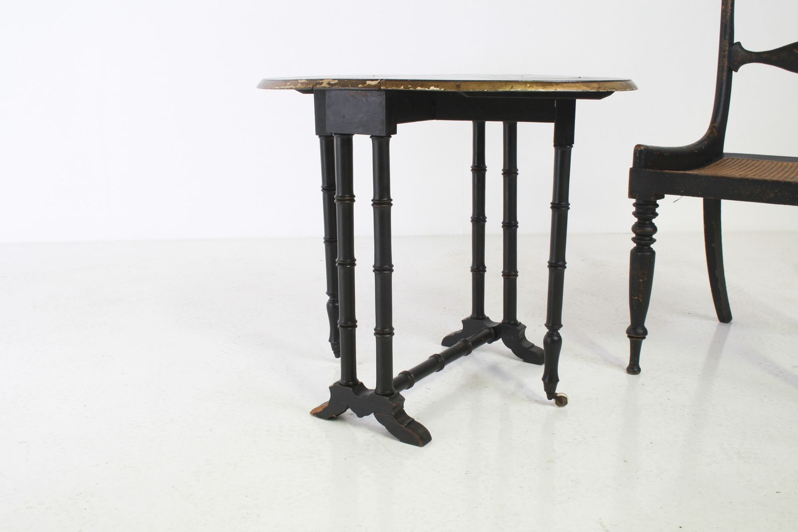 Victorian Ebonised Faux Bamboo Gate Leg Occasional Side Table photo 450.0