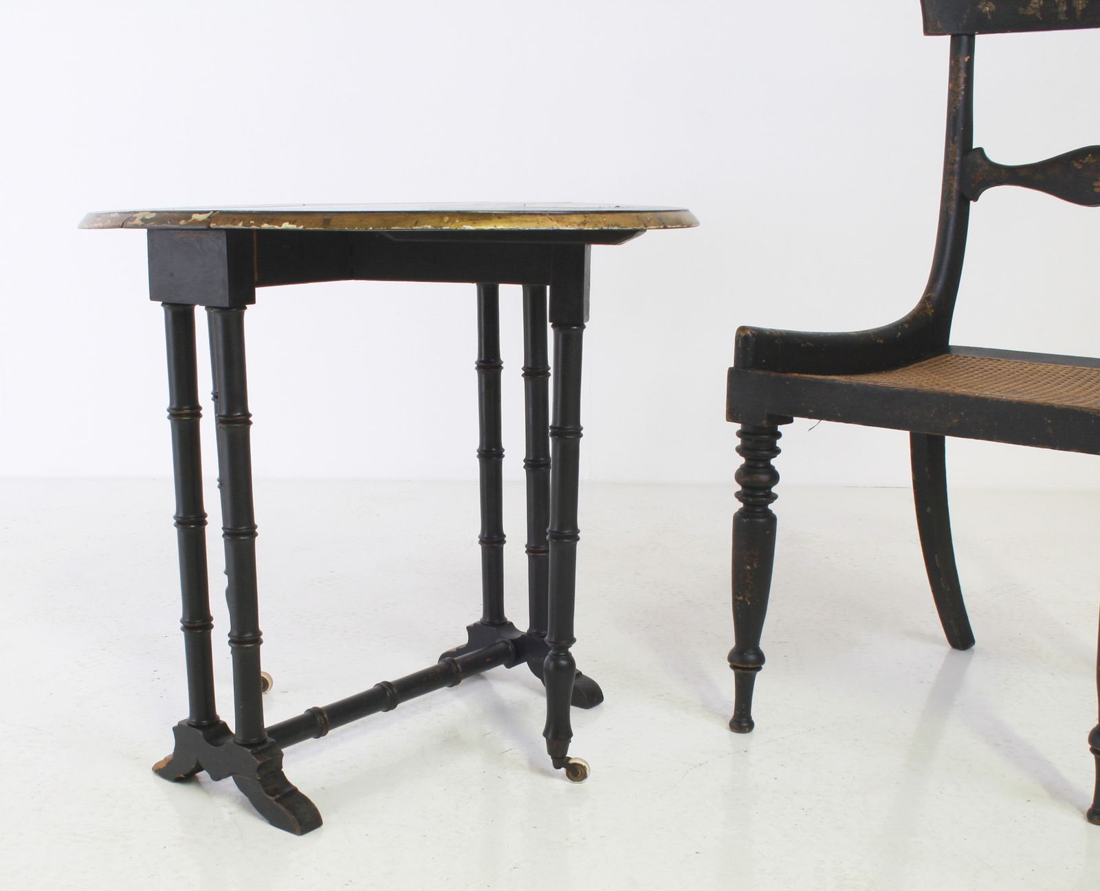 Victorian Ebonised Faux Bamboo Gate Leg Occasional Side Table photo vinterior