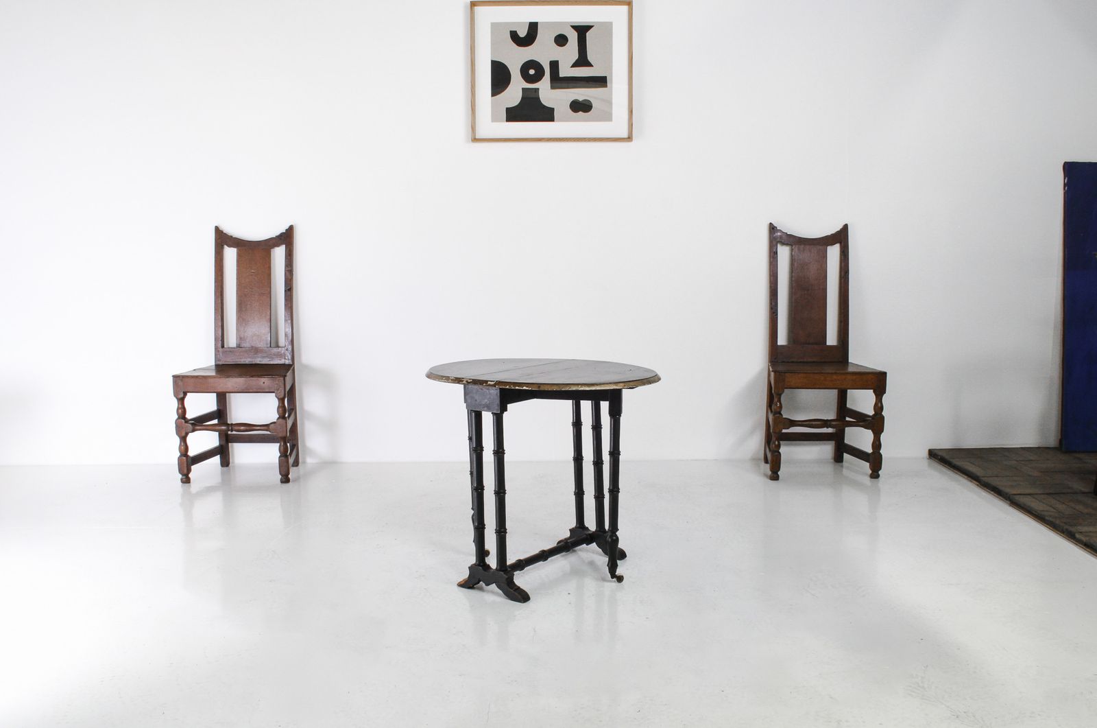 Victorian Ebonised Faux Bamboo Gate Leg Occasional Side Table photo vintage