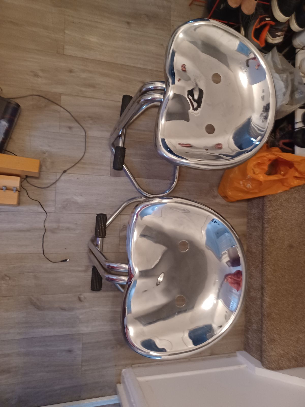 Chromed Vintage Tractor Stool By Rodney Kinsman photo furniture