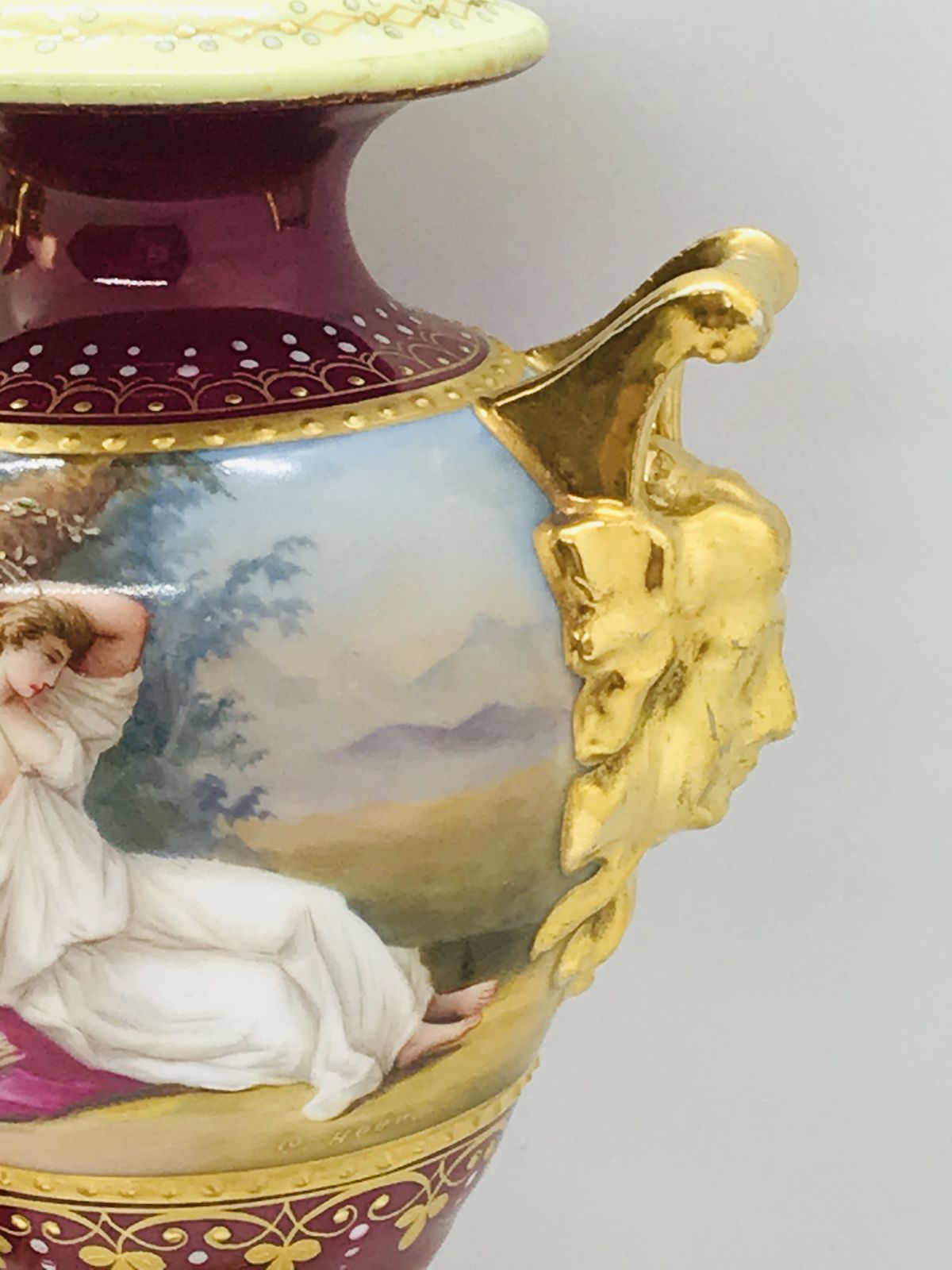 Pair Of Antique 19th Century Post Royal Vienna Urns By K.Weh 20 Centimeters photo 750.0