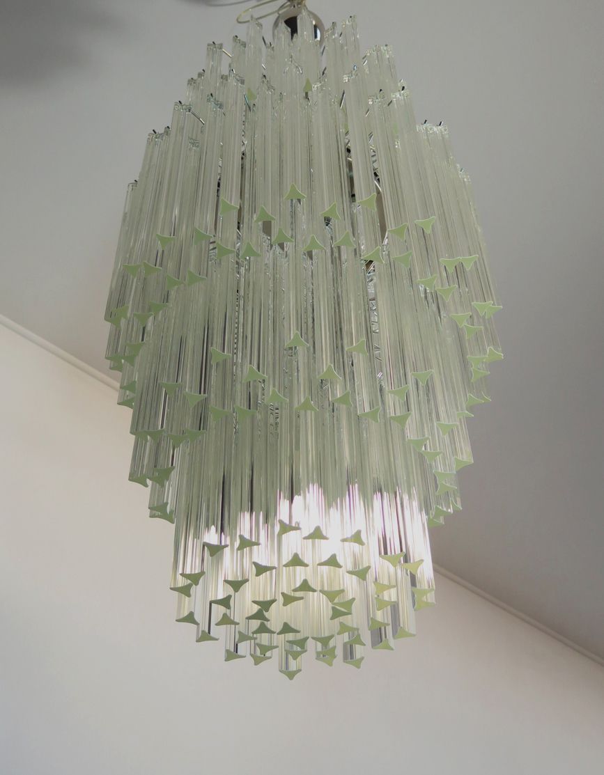 Huge Murano Chandelier Trasparent Triedri – 242 Prism   Arianna Model photo Lighting