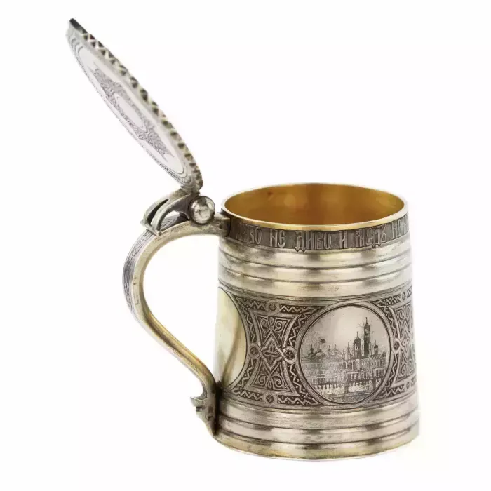 Home Decor Russian Beer Mug Made Of Silver. P. Ovchinnikov. 1871 photo