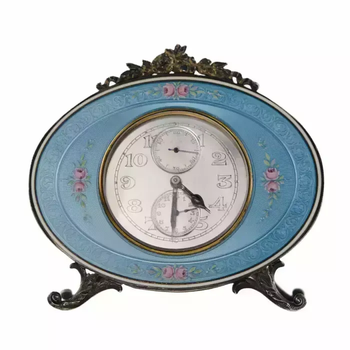 Silver Alarm Clock, Vacheron Constantin, With Guilloché Enamel. Switzerland, 1928. photo buy