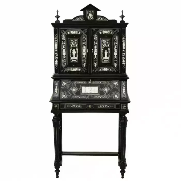 photo furniture A Superb Italian Ebony And Ivory Cabinet From The Late 19th Century.