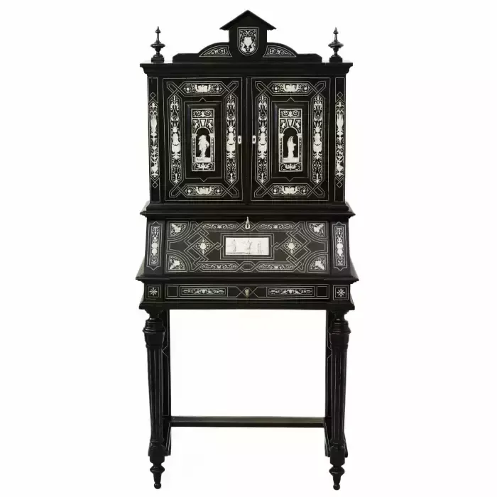 photo for sale A Superb Italian Ebony And Ivory Cabinet From The Late 19th Century.