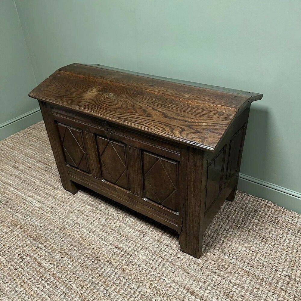 photo for sale Unusual 18th Century Dome Top Country Oak Antique Coffer