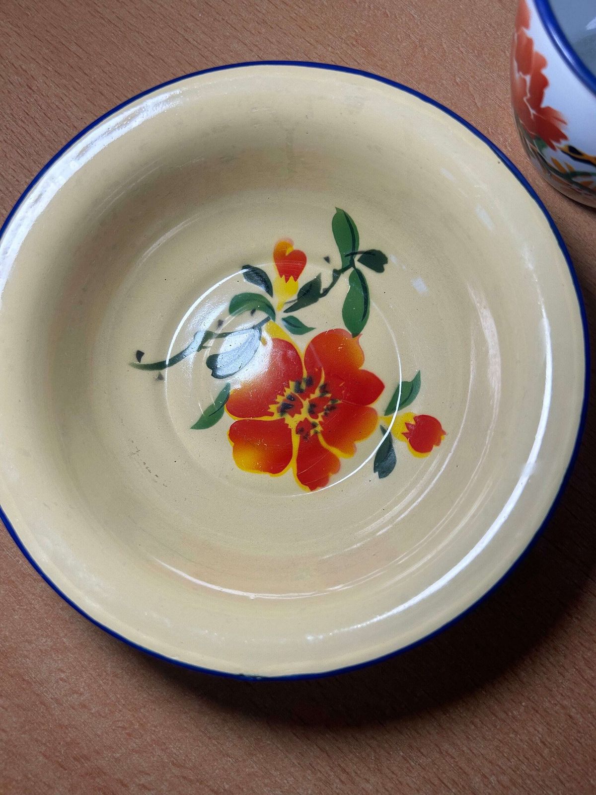 1960s Enamel Bowl, Made In China / 60s Rustic Kitchen Decor / Vintage Enamelware / Set Of 3 photo for sale