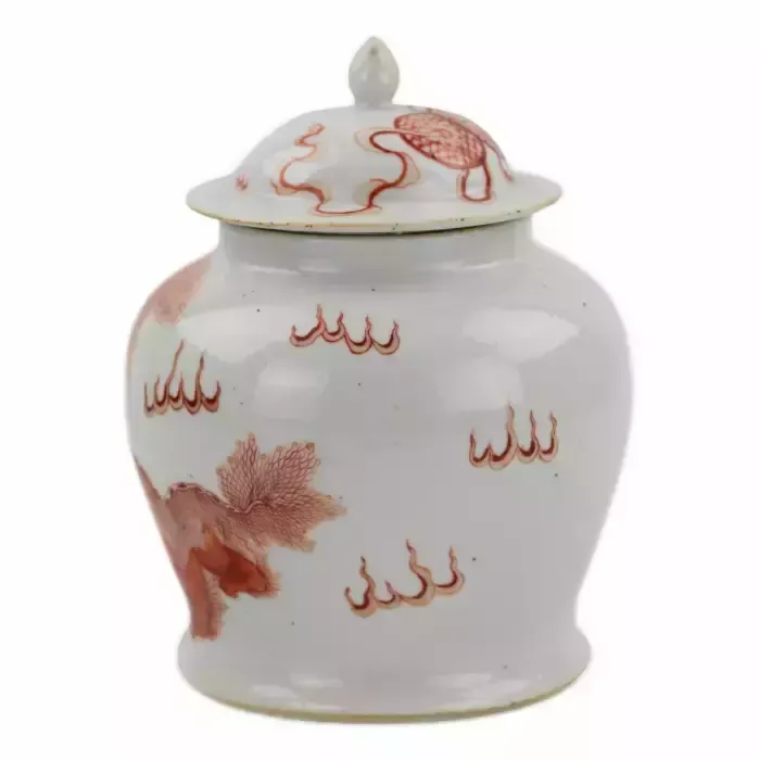 Chinese Porcelain Vase, Painted “Iron Red” Overglaze Dog Fo. Possibly Kangxi Period. photo vinterior