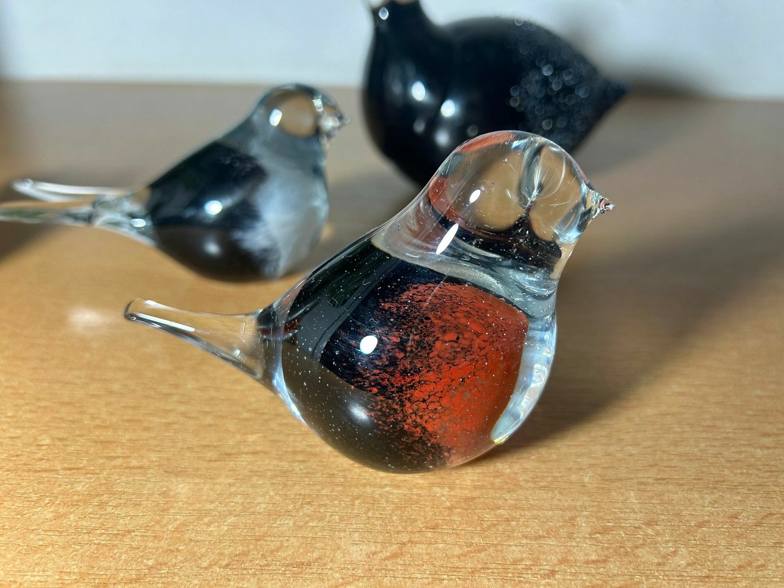 Jussi Riihimäki Sculpture, Glass, Bird, Signed, Finland / Coloured Glass Art Finland / Set Of 5 Birds photo vinterior
