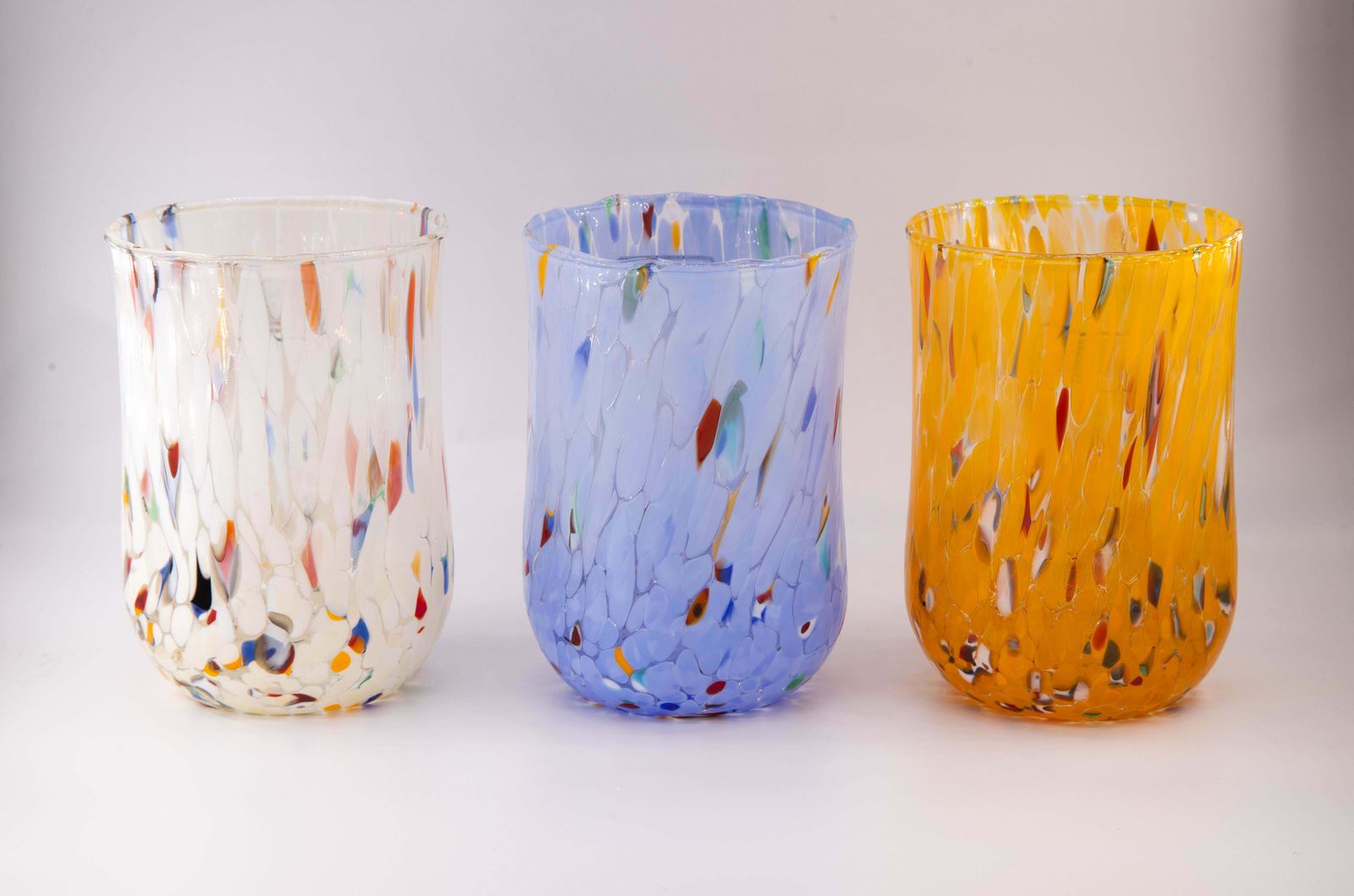 Panamá City, Set Of 6 Murano Drink\Water Glasses Color "Multicolor" Handmade photo for sale