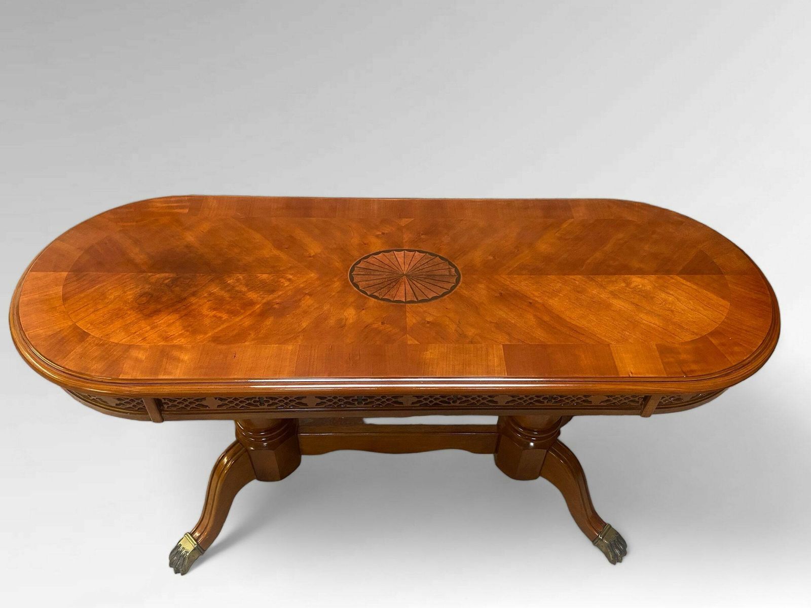 Antique Style Inlaid Pedestal Hall Table / Made In England C1970 photo buy