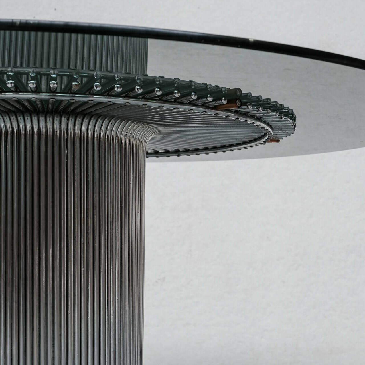 photo furniture Gastone Rinaldi Mid Century Italian Space Age Chrome Dining Table With Smoke Glass Top