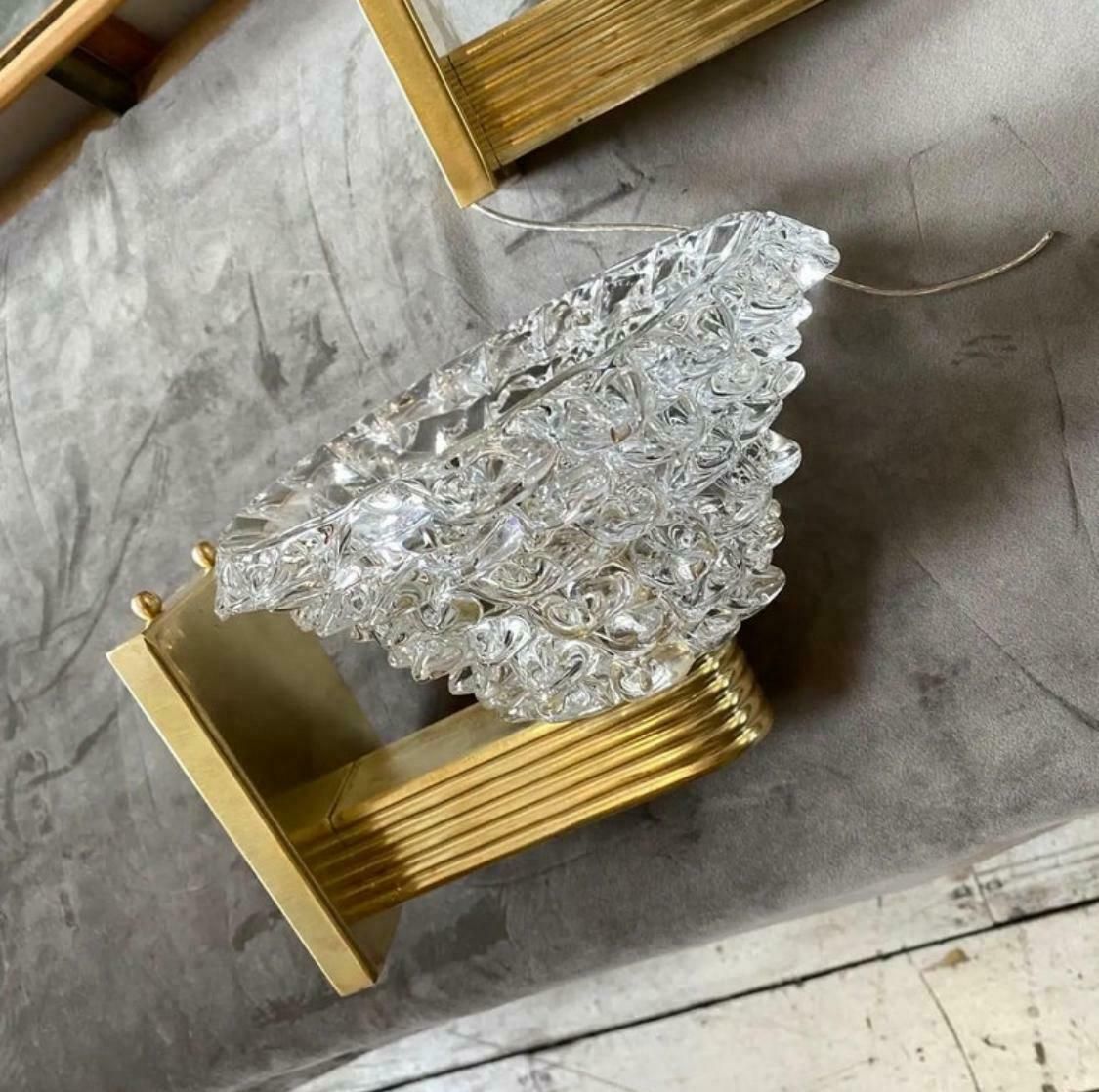 1980s Two Barovier Style Mid Century Modern Rostrato Murano Glass Wall Sconces photo 2603.0