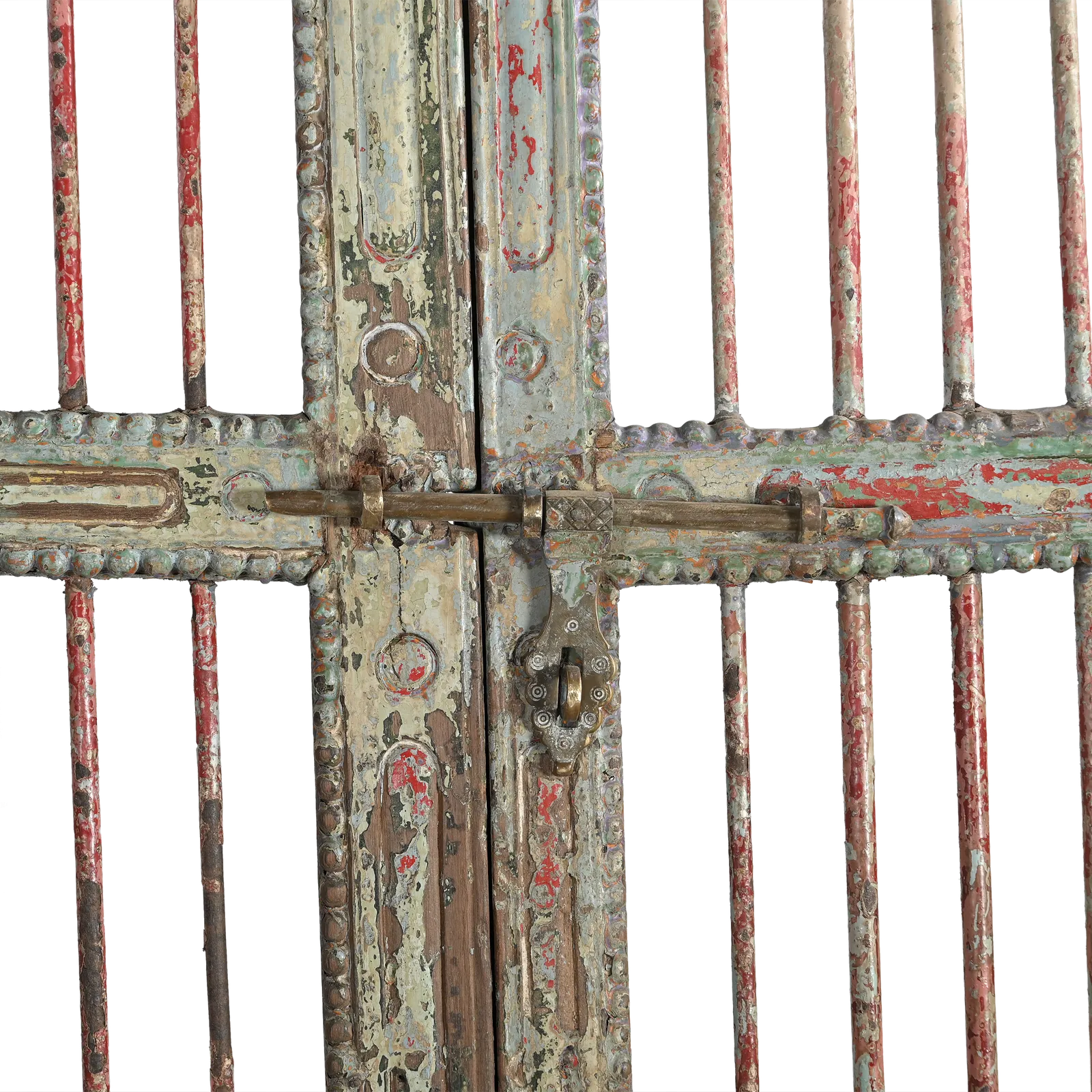 Sujasar   Carved Indian Door With Iron Bars N°3 photo furniture