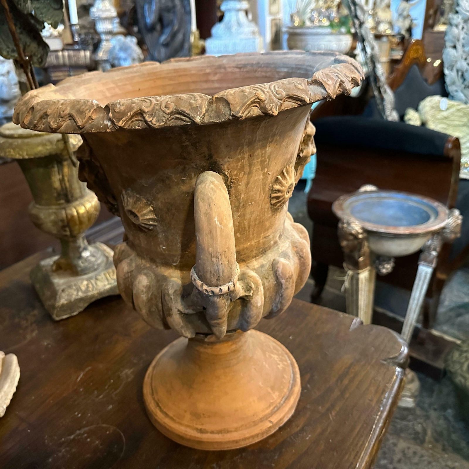 1900s Neo Classical Terracotta Italian Crater Vase photo vintage